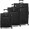 Travelpro Maxlite 5 Softside Expandable Suitcase Sets 3, 4 Spinner Wheels, Lightweight, Black, International Carry On 49x39x20cm, Medium Checked 69x47x30cm, Large Checked 79x54x34cm