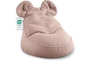 Gutekissen® Pouf per Bambini Miki con Orecchie – Comodo Cuscino Montessori per Cameretta (Rosa,68/68/50 con le orecchie)