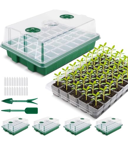 Mini Serre Pour Semis 5 Pièces - Bacs à Semis 60 Cellules Avec Étiquettes | Kit Démarrage Graines Intérieur - 9