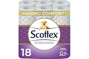 Scottex® - Papel higiénico acolchado de 18 rollos, ultra cómodo y suave, embalaje 100% reciclable