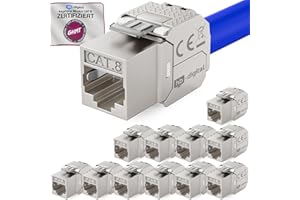 HB-Digital 12x CAT 8.1 Keystone Modulo Connettore 2000 MHz 40 Gbit STP Jack RJ 45 per Patch Panel Ethernet LAN Posa del cavo