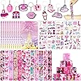 Beamely Barbi_e Party Bag Fillers for Kids Boys Girls, 42Pcs Barbi_e Assorted Toys Pinata Filler with Slap Bands Gift Bags Stickers Keychains Trick & Treat Goody Bag Fillers for Christmas Party
