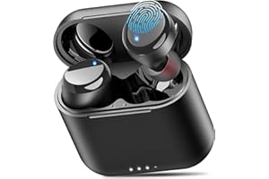 TOZO T6 Mini Auriculares Inalámbricos Bluetooth 5.3 con Control Táctil ORIGX 2.0 Acústico EQ Ajuste 50H Reproducción Soporta Carga Inalámbrica y USB Tipo C IPX8 Negro Mate