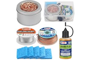 BEEYUIHF Lödset – 20 g blyfri lödtråd, 30 ml flytande lödflödesmedel, 5 fot avlödning, lödsvamprengöring, lödspetsrengöring #F4