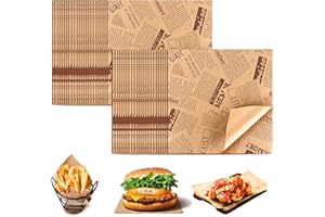 APACALI 400PCS Greaseproof Paper Sheets 25 x 25cm, 9.4 x 9.4 Burger Paper Sheets, Food Wrapping for Sandwich, Hamburgers, Fries, Cake, Brown