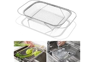 DBAILY sil för diskho, utdragbar diskbänk i rostfritt stål 33–44 cm, silkorg för diskho, för sil, droppning, sköljning av fru