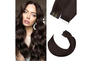Silk-co Extension Capelli Veri Biadesivo 20 Fasce 100% Remy Human Hair 40cm #2 Marrone Scuro 30g/Set
