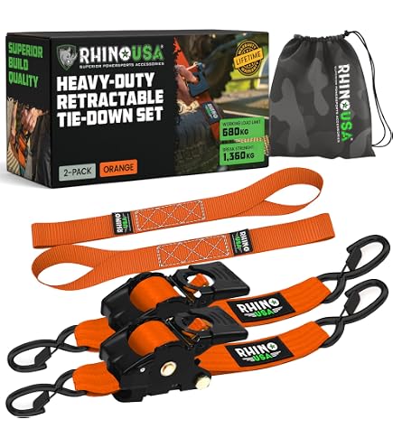 Rhino USA Schwerlast-Ratschengurt-Kit (4er-Pack) – 4 cm x 2,4 m (2.000 kg Bruchlast) – Ultimative Zurrgurte mit Sicherheits-S-Haken für LKWs, ATV, UTV, Motorräder, Ladung und mehr – Rot Rhino USA Schwerlast-Ratschengurt-Kit (4er-Pack) – 4 cm x 2,4 m (2.000 kg Bruchlast) – Ultimative Zurrgurte mit Sicherheits-S-Haken für LKWs, ATV, UTV, Motorräder, Ladung und mehr – Rot