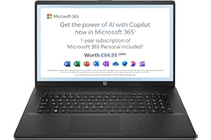 HP 17" Laptop, Intel Pentium Silver Processor, 4 GB RAM, 128 GB SSD, Intel UHD Graphics, FHD Display, Dual Speakers, Microsoft 365 Personal 12 month included, Win 11, Jet Black, 17-cn01014sa