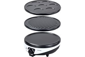‎SYNTROX GERMANY Syntrox Germany 3in1 Crepes Maker | Kontaktgrill | Pancake Maker Zephir, viele Anwendungsmöglichkeiten, Antihaftbeschichtet, 1000 Watt Leistung, Edelstahl