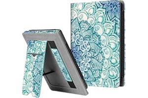 FINTIE Funda Vertical para Kobo Clara HD - Carcasa de Cuero Sintético con Bolsillo para Tarjeta y Correa de Mano Función de Soporte y Auto-Reposo/Activación, Esmeralda