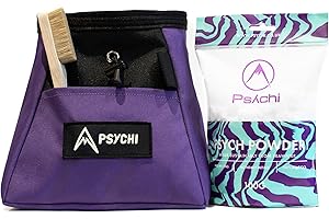 Psychi OG Climbing Chalk Bag Bucket Bundle - Starter Pack for Rock Climbing, Gym, Weightlifting - 7 Fun Colour Options - Includes Chalk Bucket, Loose Climbing Chalk & Bouldering Brush