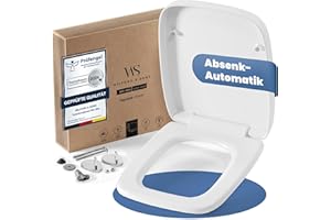 Wilford & Sons Premium WC Sitz eckig – Toilettendeckel mit Absenkautomatik rechteckig– passend für Keramag Renova Nr.1 – Klodeckel abnehmbar quadratisch- Toilettensitz viereckig – Klobrille robust