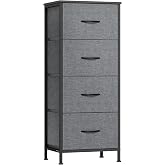 SONGMICS Chest of Drawers, 4 Fabric Drawers, Steel Structure | MDF Non-Woven Fabric for Bedroom, Wardrobe, Hallway, Living Ro