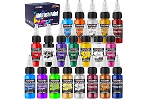 FansArriche Pintura para Aerógrafo, 20 Colores × 20 ml Pinturas Acrilicas, a Base de Agua Pintura Aerógrafo para Textil, Madera, Piedra, plastico