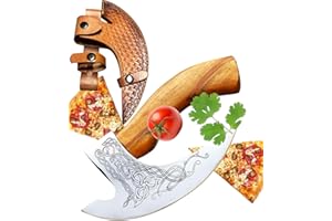 CraftTal Pizza-Axt Wikinger mit Lederschutz – Pizzamesser für echte Wikinger – Pizzaschneider-Axt perfekt als Wikinger-Dekoration – Wikinger-Axt, Pizza-Wiegemesser, Wikingermesser, Beil (Draft Viking)