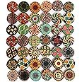 Wooden Buttons for Crafts Wood Buttons 1 Inch Assorted Vintage Round Wooden Flower (25mm)