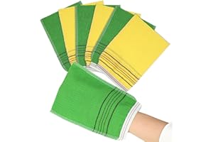 cobee Manopla exfoliante coreana para baño, 6 unidades, 8.3 x 5.3 pulgadas, suave, exfoliante, estilo coreano, toalla exfoliante para limpiar la piel, reducir la suciedad y la grasa