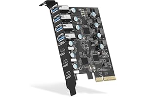 FARBOKO Tarjeta de expansión PCIe x4 a USB 3.2 Gen 7-Puertos (4A +3C) con 20 Gbps de Ancho de Banda USB C PC 3.2 Card Express Expansion para PC de Escritorio Windows Linux Mac OS