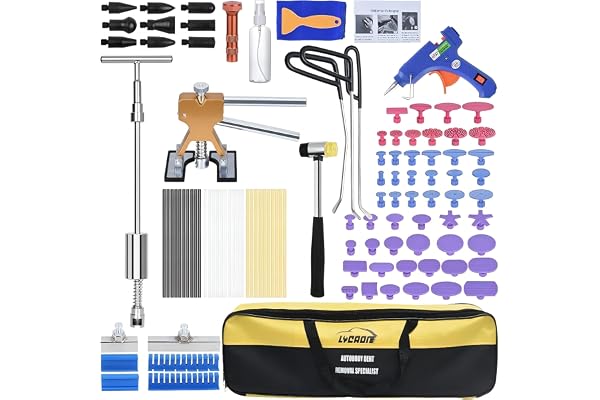 LYCAON Outil de réparation de Bosses Kit d'arrachage de Bosses, Pistolet à Colle Chaude, kit d'outils de réparation de Bosses, arrache-grêle, Instructions et vidéo incluses (107 PCS)
