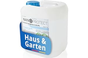 ‎NANOPROTECT Nanoprotect Essigsäure 49,9% Klimaneutral - 5 kg | Nachhaltig und CO2 neutral | Ideal als Reiniger und Entkalker | Für Haus und Garten