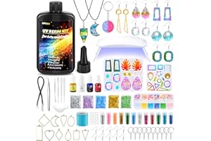 UPDOKIT UV Harz Set mit UV Lampe und Formen, Schmuckherstellungsset mit 250 g kristallklarem UV-Harz, Komplettset für Anfänger & Profis,Ideal für DIY Schmuck und Schlüsselanhänger