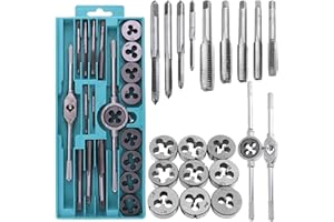 WIYETY Set di Maschi e Filiera: Set di Utensili per Filettatura di 20 Pezzi, Set di Punte, Set di Tagli di Filettatura da M3 a M12, Scatola degli Utensili per Filettare di Alta Precisione