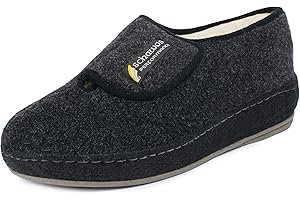 SCHAWOS Męskie kapcie filcowe 6064 ciepłe wyściełane żywą wełną zapięcie na rzep antypoślizgowe