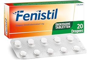 ‎FENISTIL Fenistil Dragees, Dimetindenmaleat 1 mg pro überzogener Tablette, lindert Symptome bei allergischem Schnupfen und windpockenassoziiertem Juckreiz, 20 St.