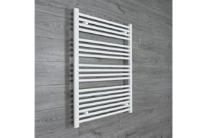 companyblue 800mm wide x 1000mm high Heated Towel Rail Straight Flat White Bathroom Warmer Radiator Rack Central Heating