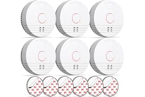 Andyssey Batterie Rauchmelder mit Magnethalterung, Zertifiziert DIN EN14604, Feuermelder mit Fotoelektrischem Sensor, 85 dB Alarmlautstärke, 6 Stück