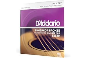D'Addario EJ38H Cordes en bronze phosphoreux pour guitare acoustique High Strung/Nashville 10-27