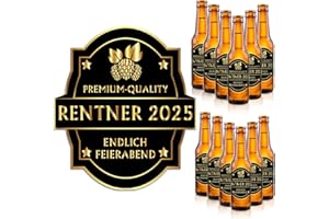 ‎EPICSOA ePicsoa 12 Stück Rentner 2025 Flaschenetikett, Rentner Geschenk Mann, Endlich Felerabend, Ruhestand Flaschenetiketten Selbstklebend, Lustiges Ruhestand Geschenk Rentner Party (8x9,5cm)