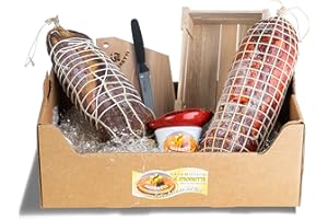 Moretti® Coffret Cadeau Salami Et Accessoires | Spécialités de salami de Calabre | voyage dans le goût sucré et épicé | Diverses combinaisons | De nombreux accessoires pour la maison (Capocollo)