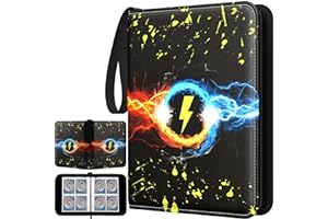 Scrapbook for TCG Cards, 400 Cards Trading Cards Album 4 Pockets 50 Pages, Waterproof PU Leather Zip Binder for Trading Cards, Gift for Children, Boys, Girls