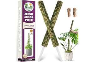 DUSPRO Stackable Moss Pole For Plants Monstera, Plant Stakes For Indoor Plants, Extendable Large Moss Sticks Ideal For Potted Climbing Plant Indoor Support (2Pcs BLACK)