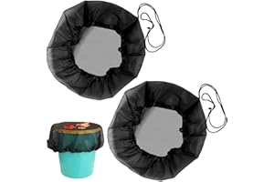 TOALUEA 2 Stück Regentonnen Netz 60cm, Regentonne Deckel mit Zugkorde, Schutznetz Dauerhaft für Regentonne, Regentonnes Abdeckung Verstellbares Schutz vor Laub Insekt Schmutz