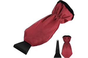 Huiguli Ice Scraper for Car Windscreen, Snow Removal with Antifreeze Glove, Deicer Car Windscreen, Car Ice Scraper Tool Will be Easy to Scrape Pesky Frost and Ice from Windshield (Red)