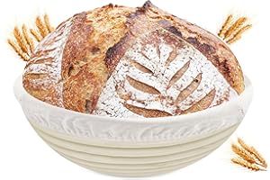Ghazpmuk Gärkörbchen, Gärkorb, Rundes Gärkorb Zum Brotbacken-Set, Brotkorb Mit Waschbarem Leineneinsatz, Leicht Zu Reinigen Brot Backen Zubehör, für Professionelle und Häusliche Bäcker, Brotbacken