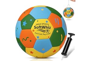 SAGA SPORTS SoftWhiz House Kicker – Ballon de Football d'intérieur Doux coloré Taille 4 pour Enfants et Adultes | Ballon de Football à Rebond Silencieux