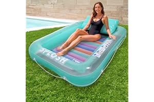 Splosh Inflatable Pool Bed Lounger - Jumbo Lilo With Giant Pillow - Sunbathing Tanning Pool For Adults - Swimming Pool Lounge Float