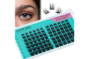 AMZGIRL LASH Cluster "zrób to sam" do przedłużania rzęs, pojedyncze rzęsy, Cluster Wispy D Curl, puszyste, naturalne, 84 szt. sztucznych rzęs (DIA i BLU, D-Mix8-16 mm)