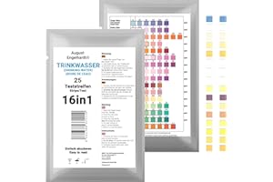 AUGUST ENGELHARDT 25 x 16 w 1 paski testowe do wody pitnej - tester wody - analiza jakości wody, całkowita twardość, ołów, azotan, miedź, twardość