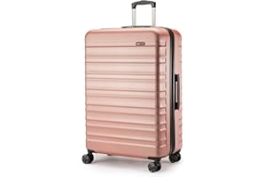 Amazon Basics Hardside Large Suitcase, ABS Hardshell Expandable Lightweight Suitcase with 4 Spinner Wheels, 78 cm, Rose Gold