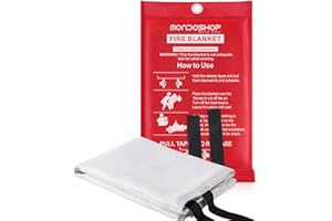 Mondoshop Fire Blanket for Kitchen, 1 x 1m TUV Certified Quick Unfolding with Loops Fiberglass Flame Retardant Large Fire Blankets Emergency Survival Safety Blanket for Home, Office, Caravan, 1Pack