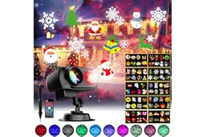 FOVENDI Projecteur de Noël D'Halloween avec 80Motifs 10Couleurs, 4/6/8Commutables Hologramme, IP44 L'imperméabilisation avec Télécommande et Minuterie pour L'extérieur et L'intérieur