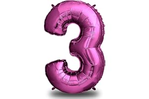 envami® Palloncini Compleanno 3 Anni Rosa 101 CM - Palloncino Numero 3 - Numeri Gonfiabili Compleanno - Decorazioni Compleanno - Palloncino 3 Anni Compleanno - Vola con l'Elio