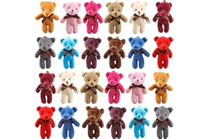 Haconba 36 Packs Mini Teddy Bear Toy Plush Stuffed Bear Doll for Keychain Craft DIY Accessory Birthday Gifts Party Favors Supplies, 12 Colors