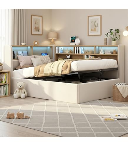 White Children's Double Bed 4ft6  135x190cm  With Storage Solutions Drawers Bookcase And Cupboard Slatted Frame No Mattress~p158094229 - View #9