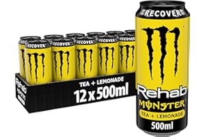 Monster Rehab Lemonade, Bebida Energética - Pack de 12 Latas de 500ml